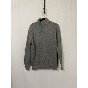 Mens IZOD 1/4 Neck 3 Button Sweater Size L Medium Gray
